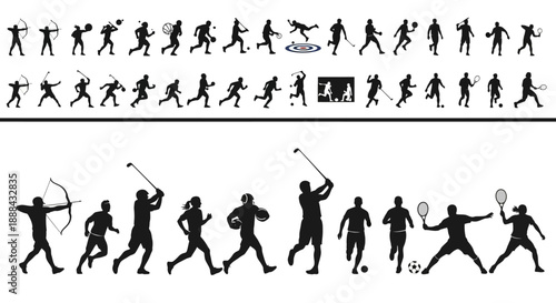 Diverse Sports Player Silhouettes Collection: Action and Activity Icons for Sports Concepts