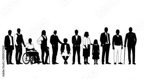 Diverse Group of People Silhouettes Representing Society, Inclusivity, and Community