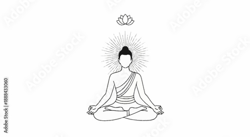 Buddha meditation serene lotus position spiritual enlightenment.