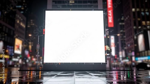 Blank billboard in Times Square at night New York City.