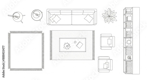 Architectural Floor Plan Elements for Interior Design.