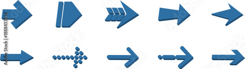 3D Arrow Icon Set (Right Arrow, Fast Forward, Direction, Navigation) – Vector Icons, Transparent Background