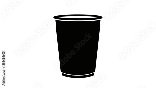 Black Disposable Cup Silhouette Isolated on White Background