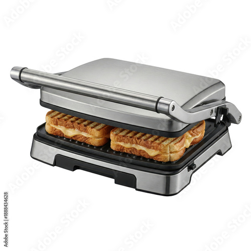Electric Panini Press Grill with Toasted Cheese Sandwiches