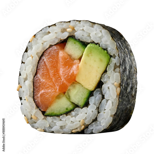 Japanese Sushi Roll with Fresh Salmon and Avocado