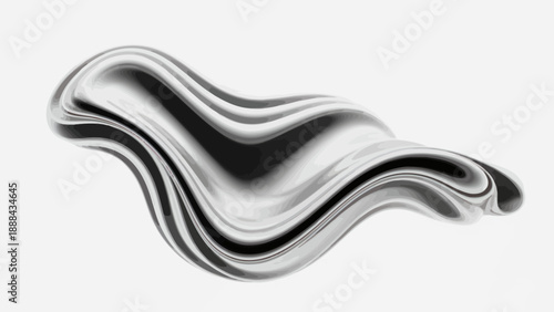Abstract Silver Fluid Shape, Metallic Liquid Wave, Futuristic Design Element