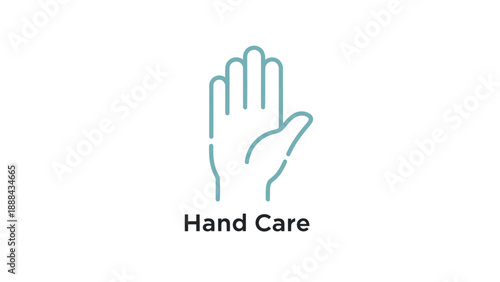 Hand Care Icon: Clean Palm and Fingers Outline Graphic