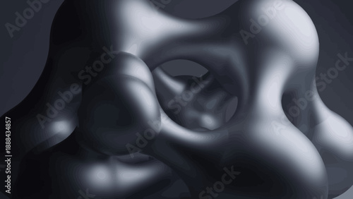 Abstract 3D liquid metal sculpture with smooth curves and flowing shapes