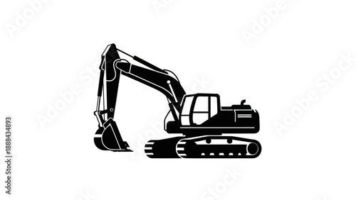 Excavator Silhouette - Heavy Construction Equipment Icon