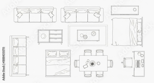 Architectural floor plan sketch of a modern living space.