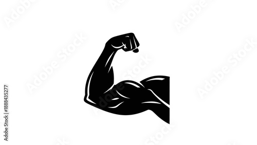 Strong Bicep Flexing Arm Silhouette - Fitness and Strength Concept