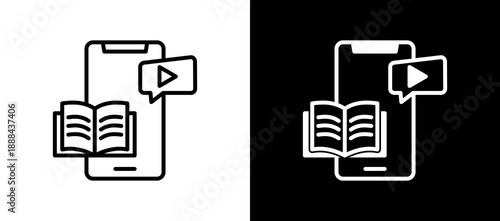 Mobile Learning whiteblack icon