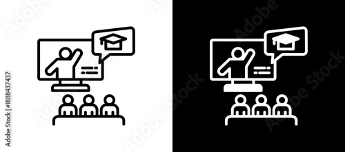 Virtual School whiteblack icon