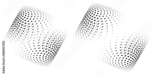 Halftone dotted monochrome ornamental background frame. Vector pattern of dots, particles, circles. Circular mosaic, maze.