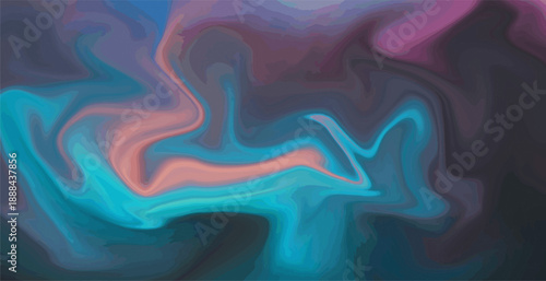 A moody, ethereal abstract featuring a liquid-marble fusion of teal, soft peach, and deep violet waves.