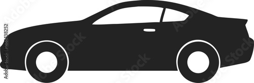 Simple black silhouette of a classic car with a single visible wheel