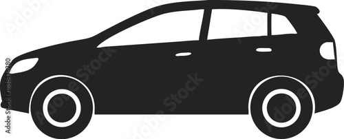 Simple black silhouette of a car with one visible wheel