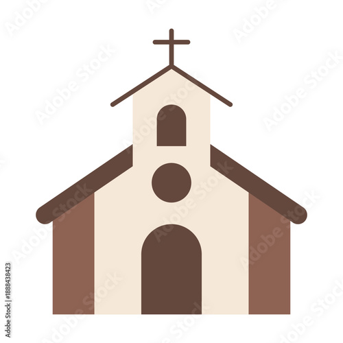 Brown Church Building With Cross.