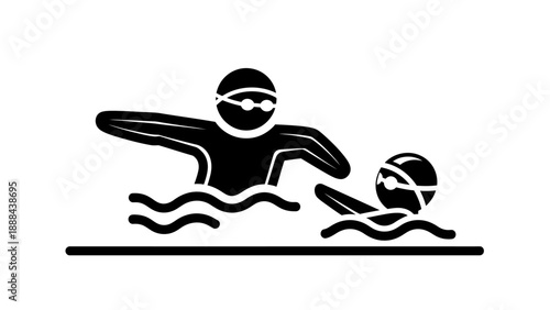 Two swimmers in a pool one teaching the other.