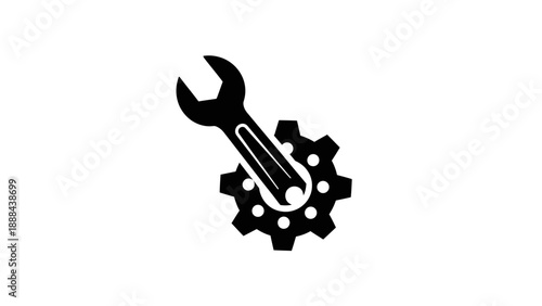 Wrench and Gear Icon Symbolizing Mechanical Engineering and Repair.