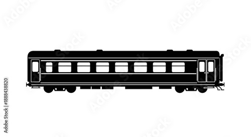 Vintage Train Carriage Silhouette Isolated on White Background.