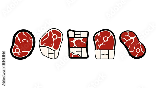 Assortment of fresh raw meat cuts for culinary use.