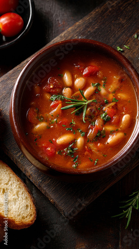 Wallpaper Mural Hearty homemade vegetable soup with herbs and bread in rustic bowl for comfort food and healthy eating concepts Torontodigital.ca