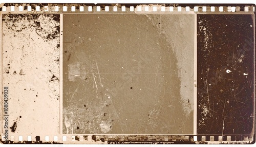 Vintage film strip background with old movie textures and sepia grunge effects for nostalgic storytelling and history presentation