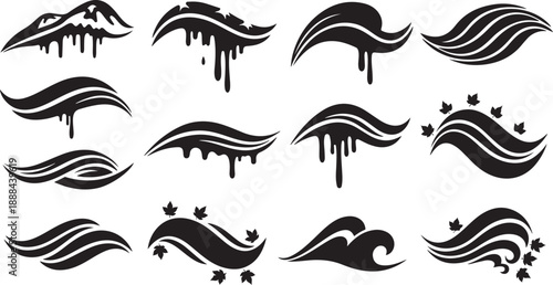 Collection of black and white eyebrow tattoo design elements