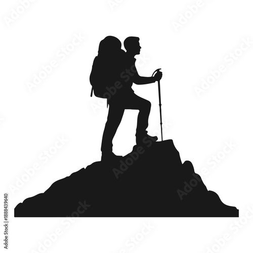 hiker mountain climber black silhouette
