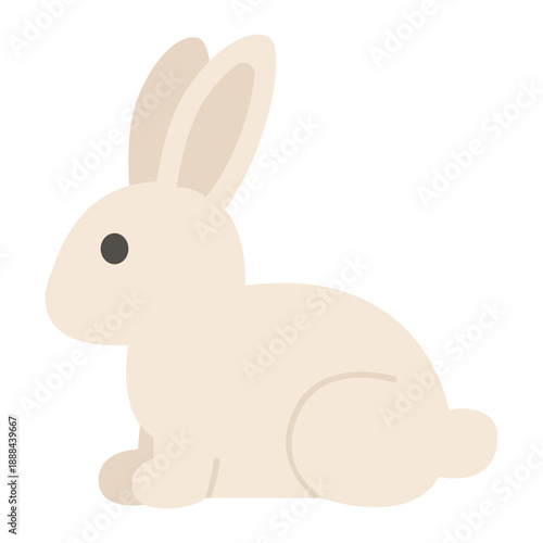 Cute White Rabbit Sitting Down.