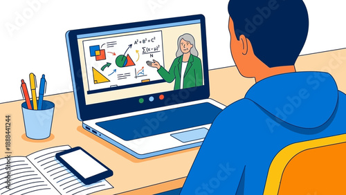 Businessperson Engaged in Virtual Meeting with Data Analytics