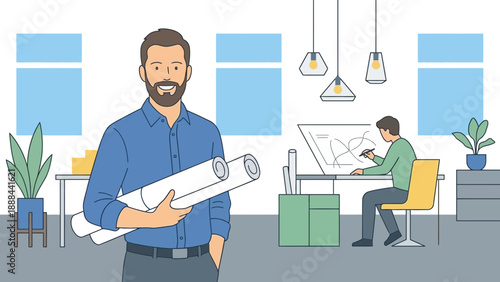 Modern Office Space with Professionals Working and Collaborating