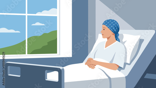 Patient Resting in Hospital Bed with Window View