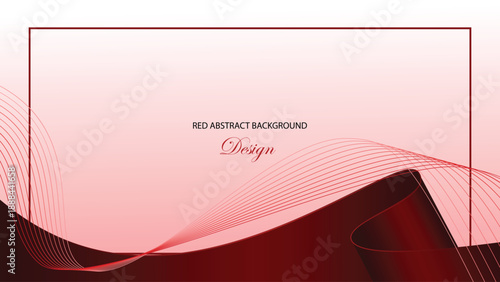 Red abstract background vector design. Luxury red background with curved ribbon and wave line decoration. Suit for banner, backdrop, award, certificate and others