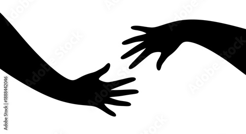 Two silhouetted hands reaching out to each other, representing connection and empathy