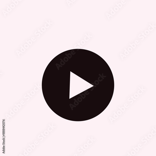 This image features a minimal play icon. On a light pink background, there is a solid black circle in the center containing a white triangular play symbol pointing to the right. This icon is commonly Free Download This image features a minimal play icon. On a light pink background, there is a solid black circle in the center containing a white triangular play symbol pointing to the right. This icon is commonly - GFXLoad