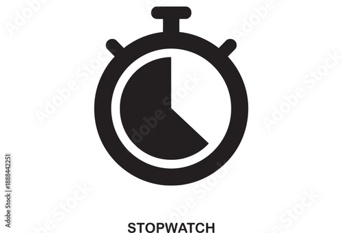 Simple black outline stopwatch icon with a portion filled, representing time passing, isolated on a white background.