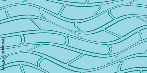 simple teal outline brick wall wave pattern art for banner poster background.