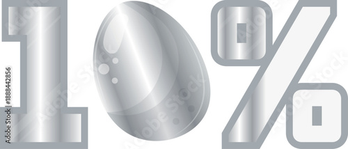 silver 10 percent discount for Easter holiday with Easter egg instead of zero, for banners, posters or social media