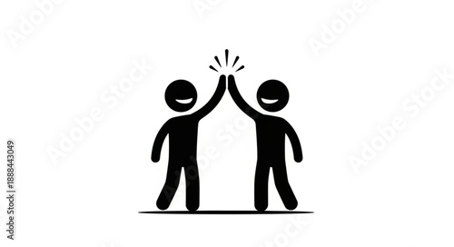 Two stick figures giving each other a high five celebration.