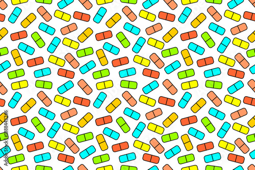 Seamless vector medical pattern. Seamless piils pattern background. Colorful sapsules seamless pattern. Medical pills pattern background. 