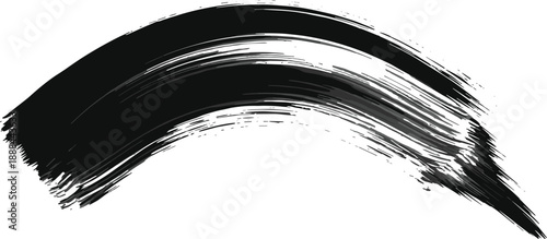 Abstract Black Paint Brush Stroke Vector Illustration Featuring Grungy Texture and Artistic Hand Drawn Curved Swosh Element Isolated on a White Background Asset