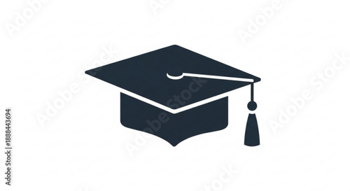Graduation cap icon with tassel symbolizing academic achievement and education for diploma and university concepts