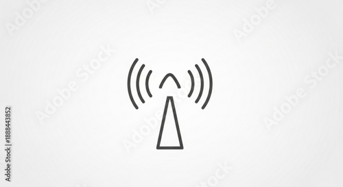 Simple line icon of a communication tower with signal waves on a plain background for technology and connectivity concepts