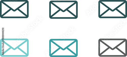 Envelope mail icon set in multiple colors for email messaging communication interface vector illustration design modern