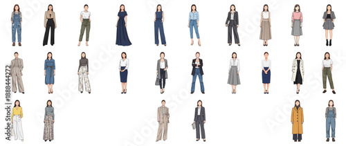 Diverse female executives illustration set, modern poses. Clean 2D design ideal for office websites, marketing and workplace equality art.