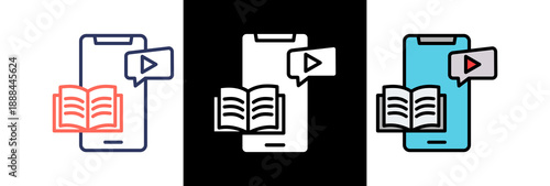 Mobile Learning triple icon