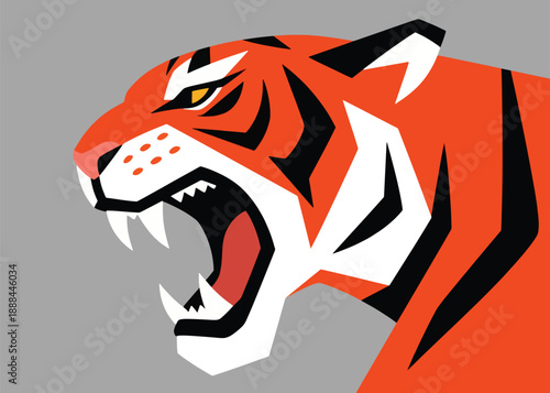 Angry Modern Tiger Head Illustrator Artwork Creative Design Template 
