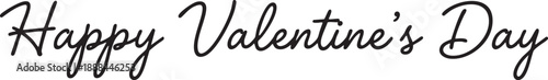 Minimalist hand-drawn monoline script lettering saying Happy Valentine's Day for holiday cards.